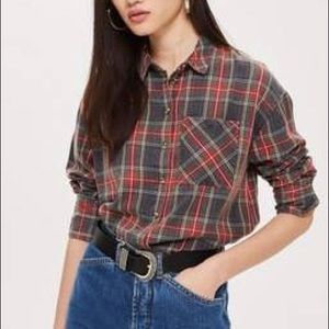 Topshop check oversized shirt (petite)
